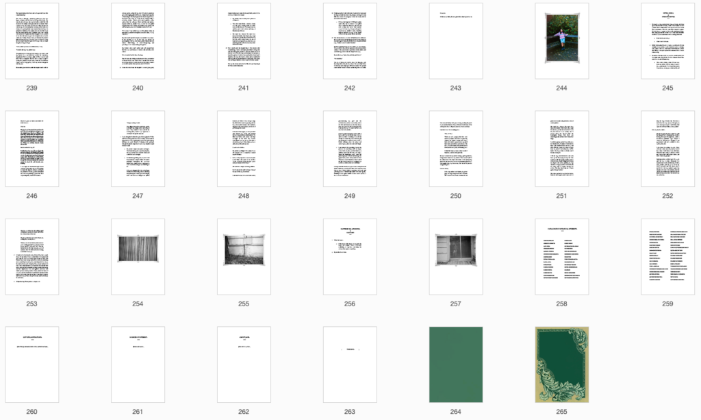 Screenshot image of the last 27 pages of the manuscript, including the photographs, plant entries, an appendix, and the back cover. 