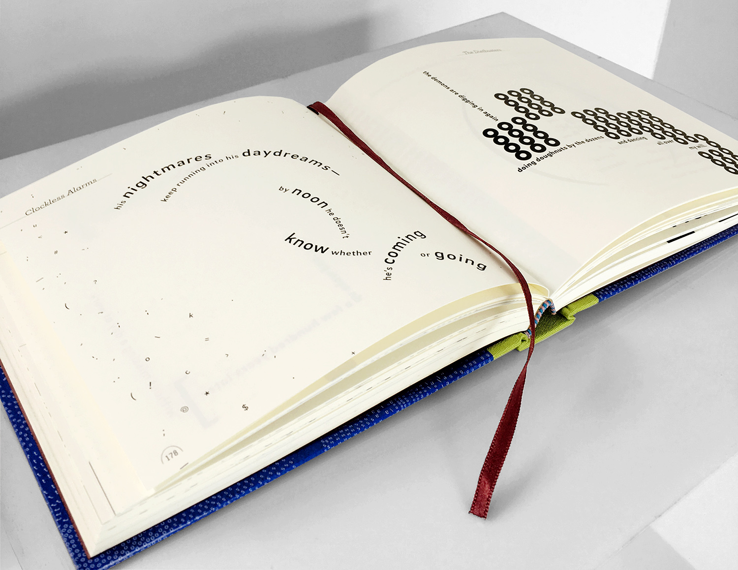 open book with concrete poetry