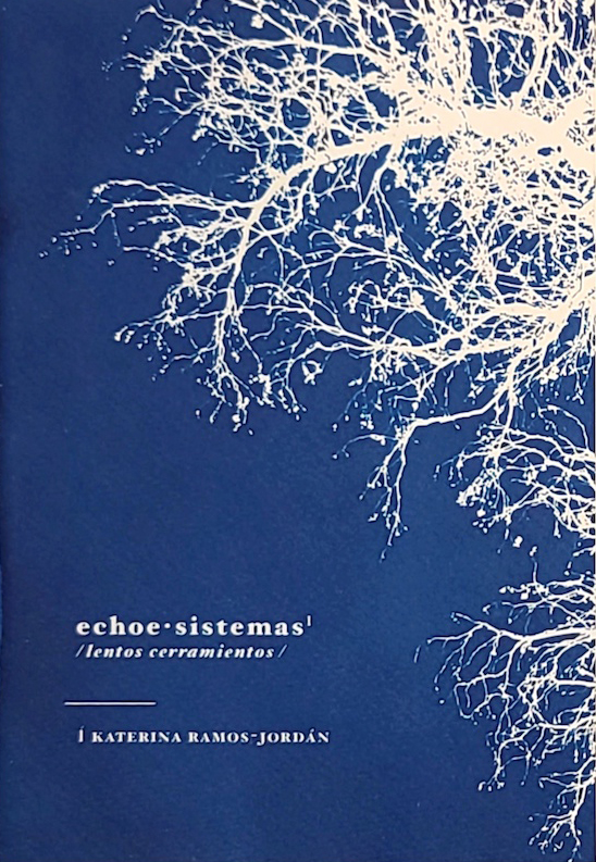 cyanotype cover with branches in white