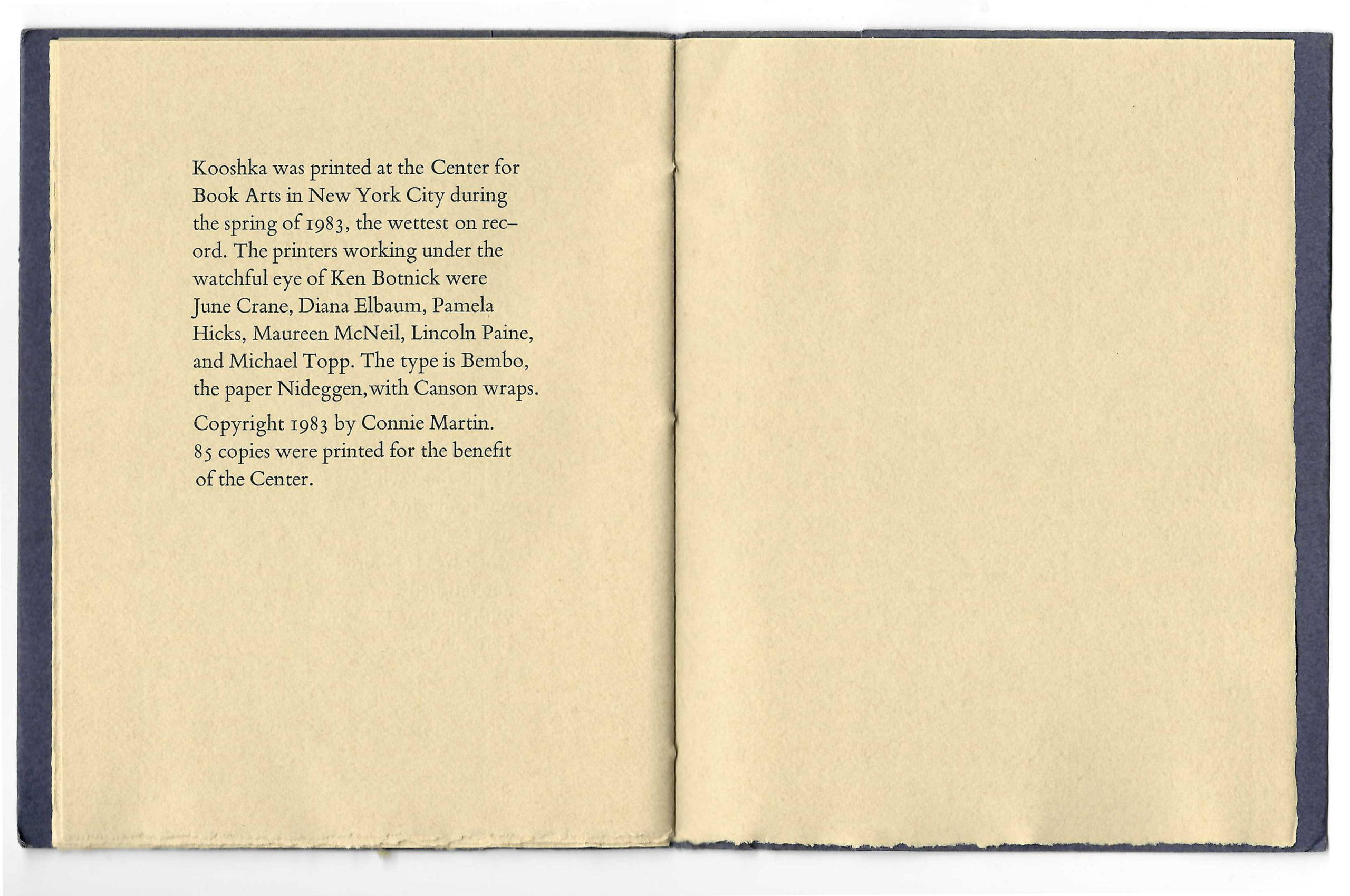 Kooshka and his lover (colophon) Connie Martin