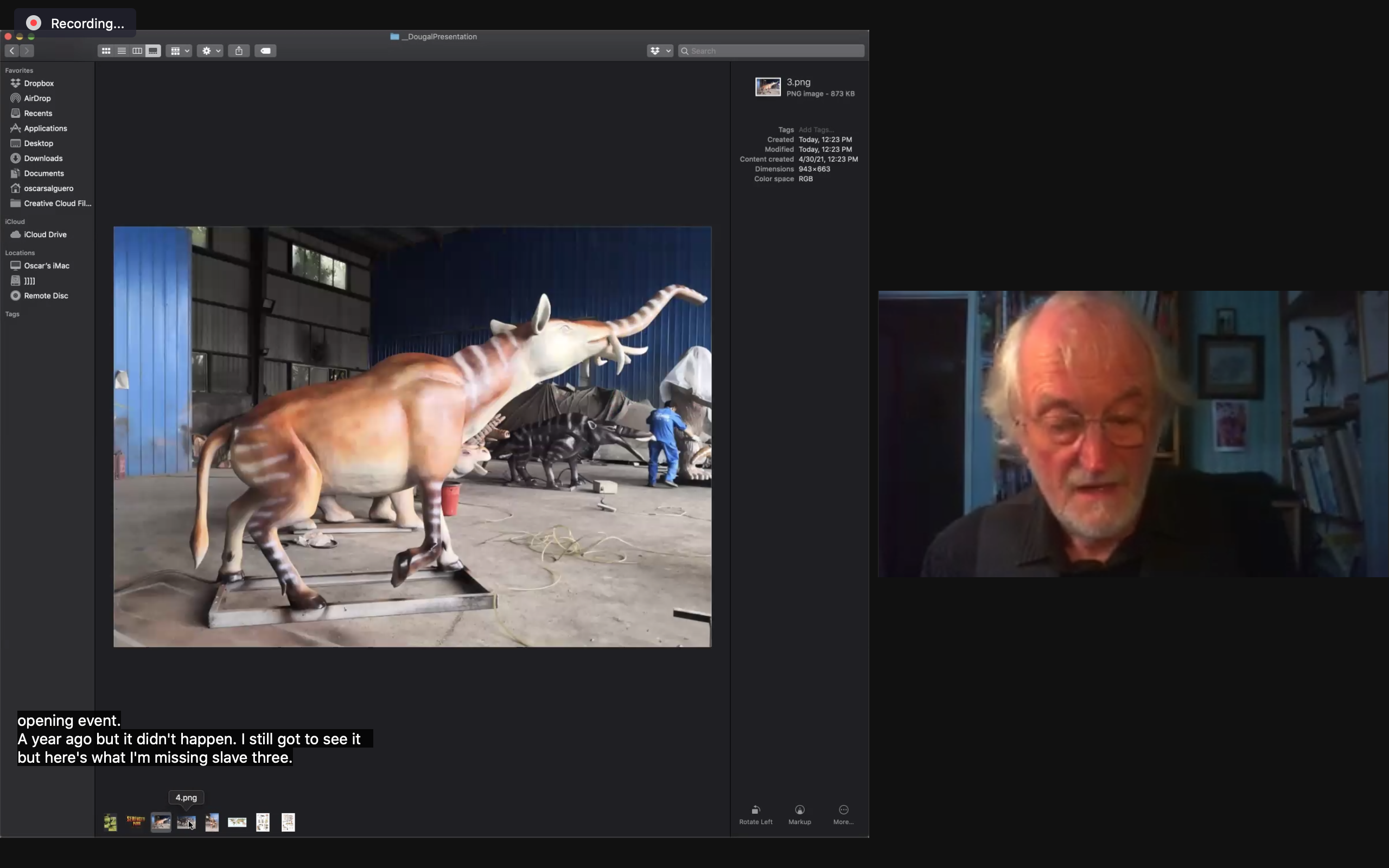 Screen Capture of Dougal Dixon and an image of a speculative species