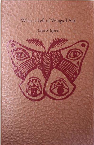 coper colored book cover with a red moth