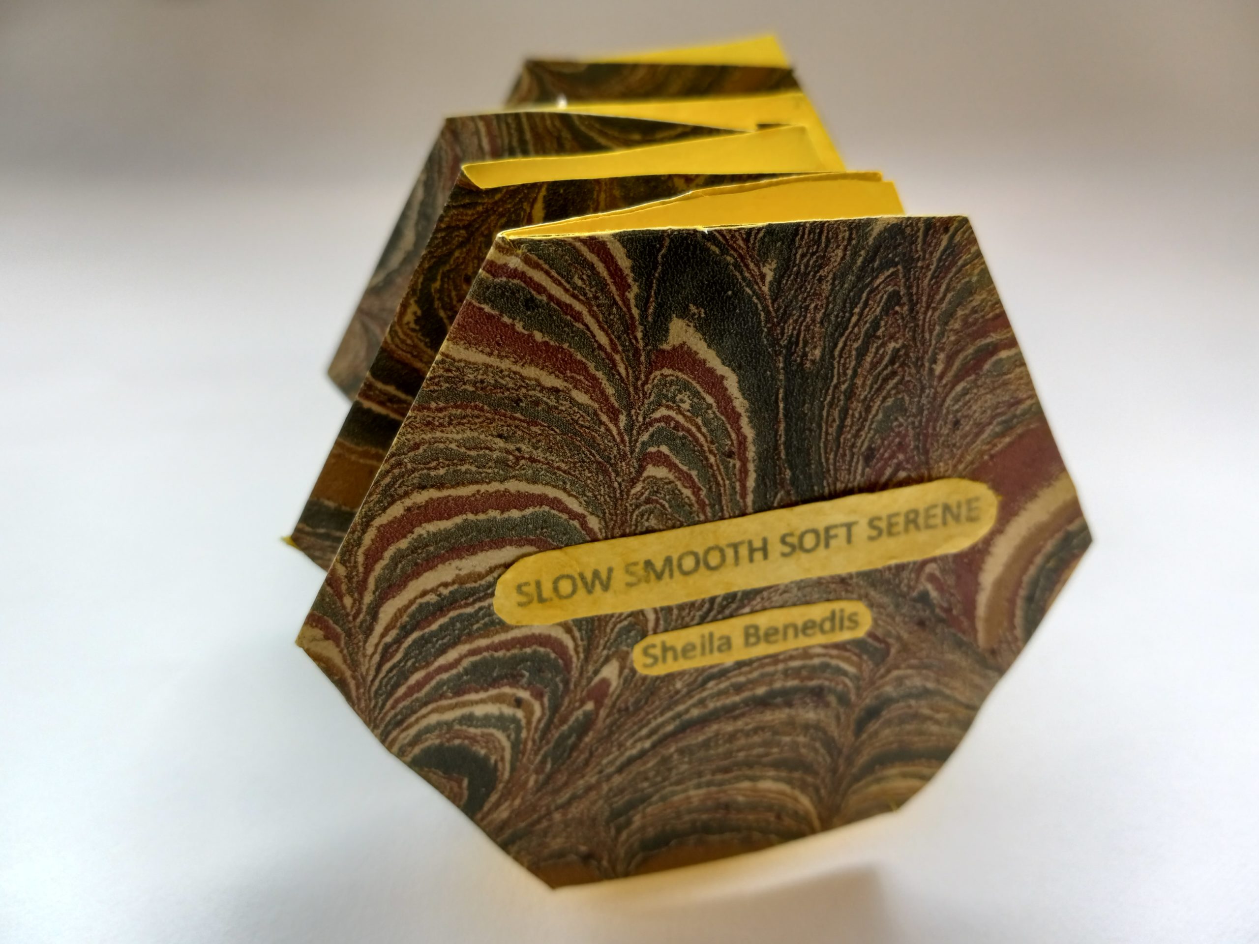 Accordion book in the shape of a hexagon