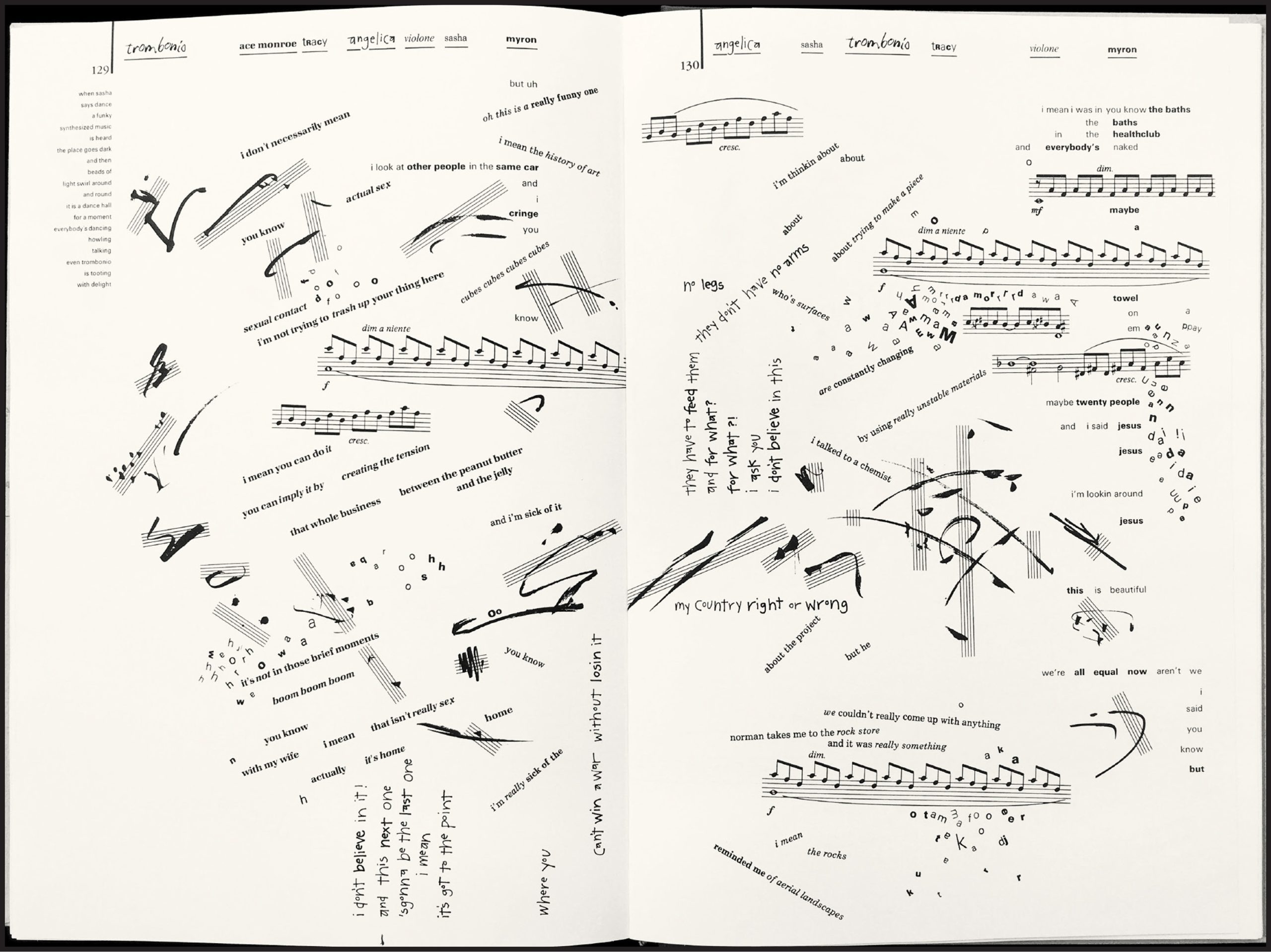 Book spread showing musical notes