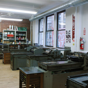 CBA's Letterpress Printshop filled with Vandercooks and movable type