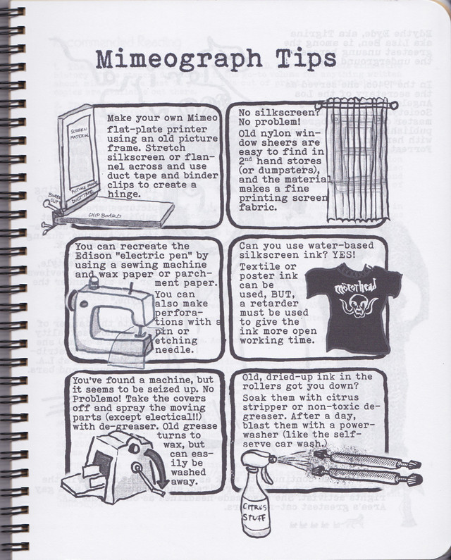 page showing mimeograph printing tips