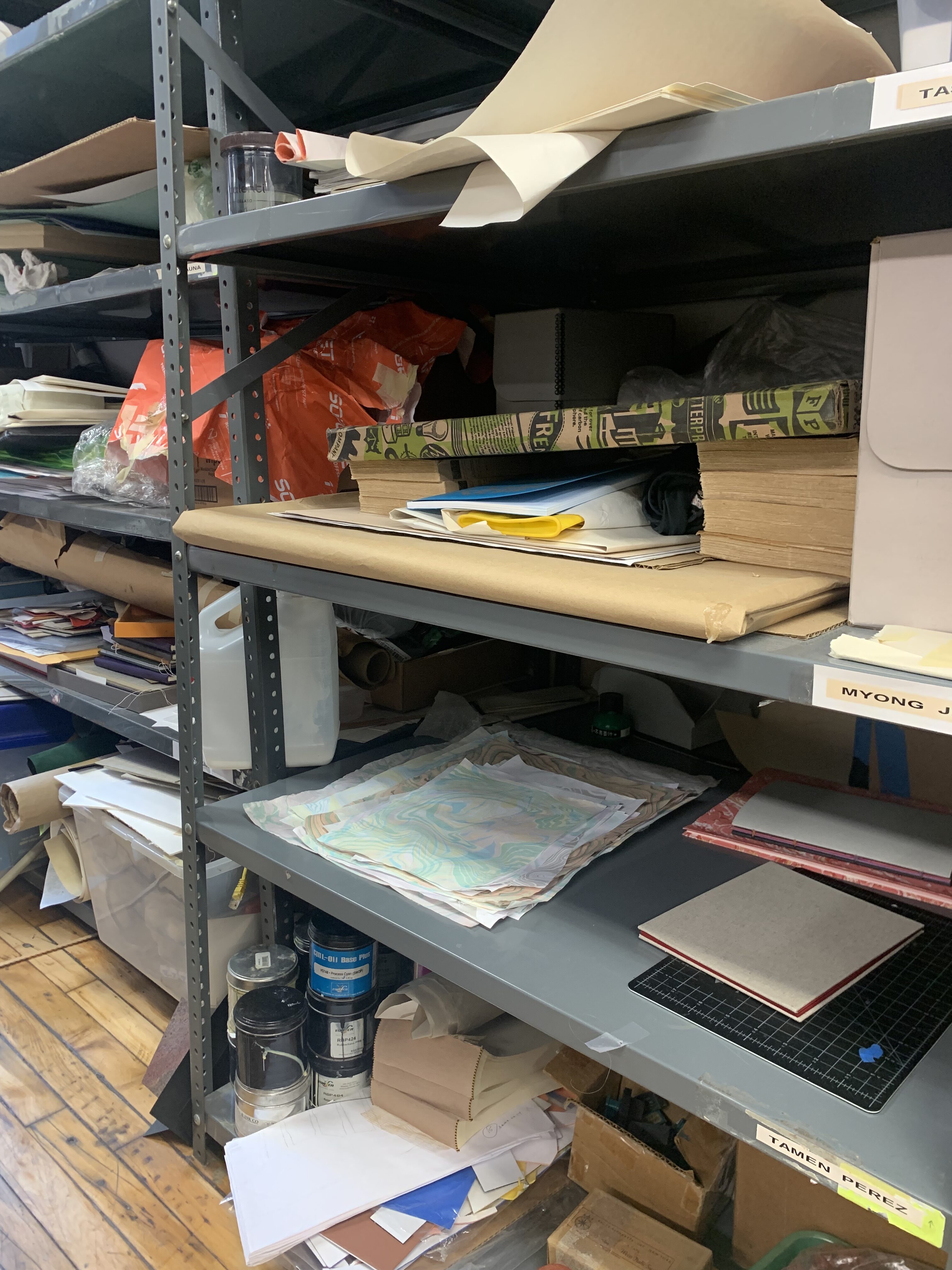 Member shelving in the bindery